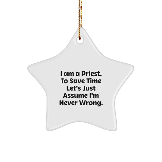 Funny Priest Gifts from Friends - Priest Star Ornament with Inspirational Christmas Quote - Image 1