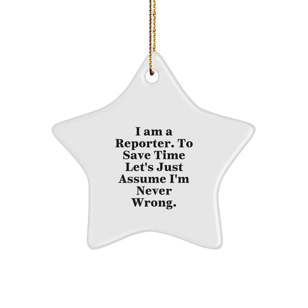Funny Reporter Star Ornament, Gifts from Friends for Christmas Unique Gifts, To the Best Reporter - Image 1