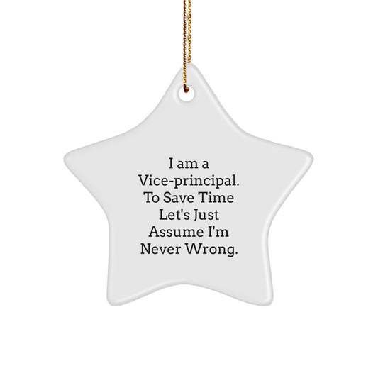 Funny Vice-principal Star Ornament Gifts from Men to Vice-principal for Christmas - Star Shaped, White Color - Image 1