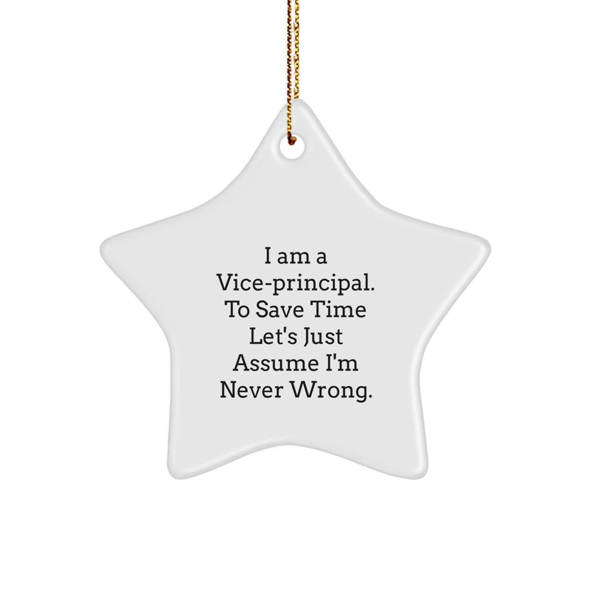 Funny Vice-principal Star Ornament Gifts from Men to Vice-principal for Christmas - Star Shaped, White Color - Image 1