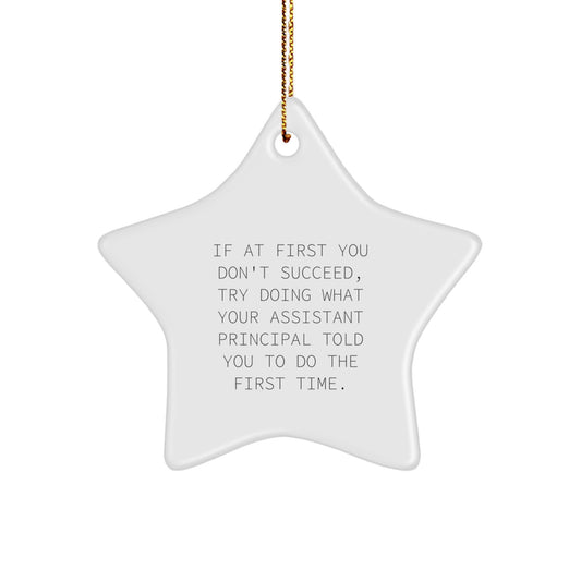 Funny Assistant Principal Gifts for Men, Star Ornament with Inspirational Quote, Gifts from Friends for Assistant Principal, Christmas Unique Ornaments - Image 1
