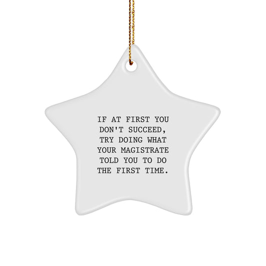 Funny Magistrate Quotes Star Ornament Gifts from Men for Friends Christmas Unique Gifts - If At First You Don't Succeed, Try Doing What Your Magistrate Told You To Do The First Time - Image 1