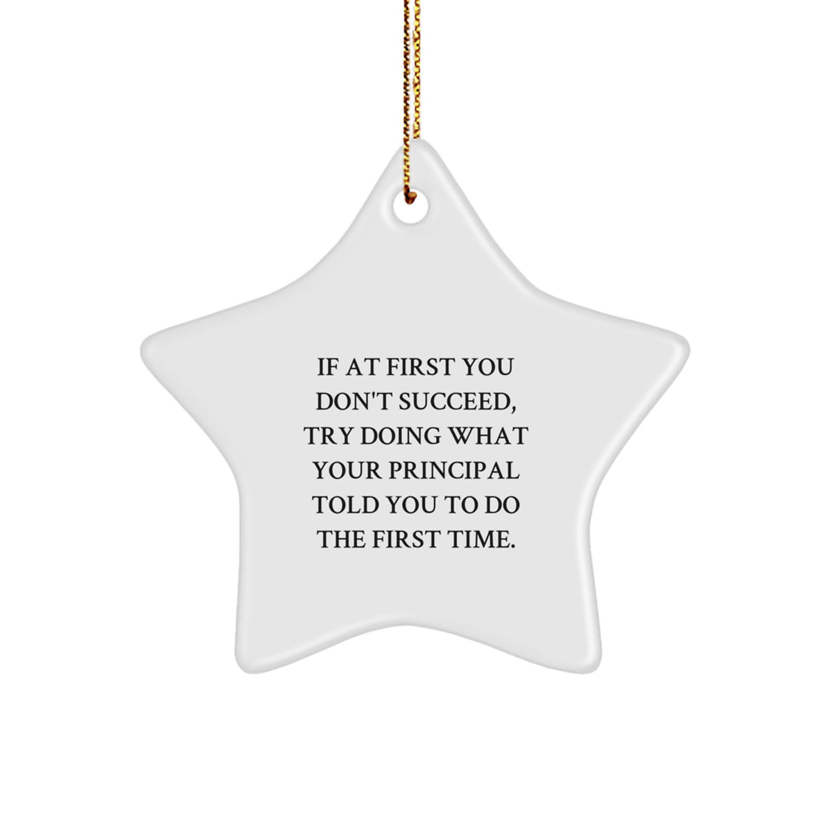 Principal Gifts - Funny Star Ornament for Christmas - Gifts from Men to Principal, White Star Shaped Decoration - Image 1
