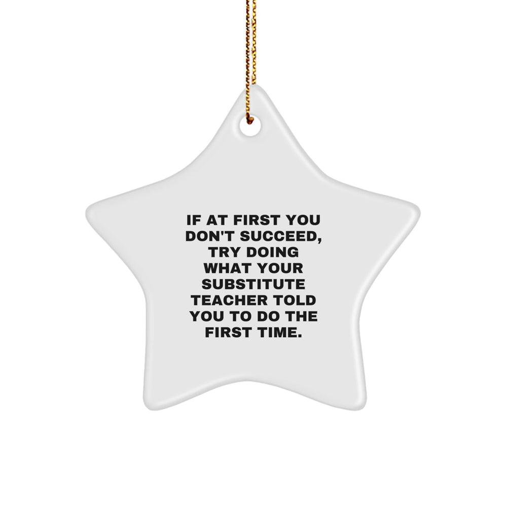Funny Substitute Teacher Star Ornament, Gifts from Friends to Substitute Teacher, Star Shaped Christmas Unique Gifts - Image 1