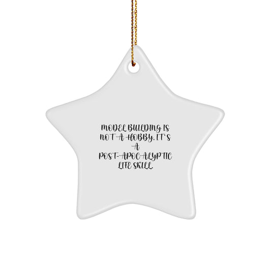 Funny Model Building Gifts for Christmas - Model Building Star Ornament, White, Star Shaped, Gifts from Men to Friends for Model Building Enthusiasts - Image 1