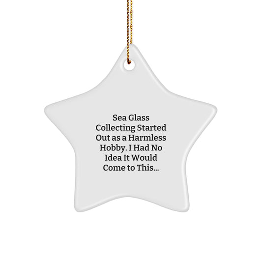 Funny Sea Glass Collecting Gifts for Friends and Family - Star Ornament Christmas Unique Gifts from Men - 'Sea Glass Collecting Started Out As A Harmless Hobby' - Image 1
