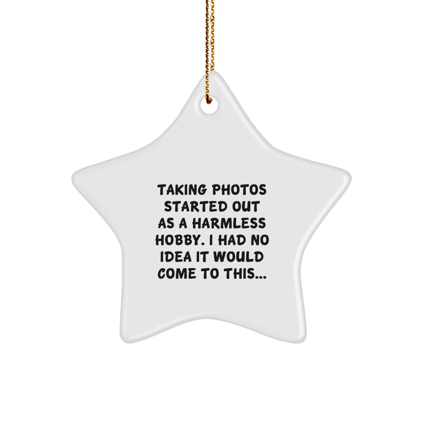 Funny Taking Photos Gifts for Men Star Ornament, Taking Photos Lover Gift from Friends, White Star Shaped Decoration for Christmas Unique Gifts - Image 1