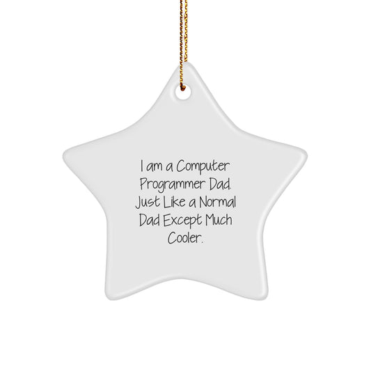 Funny Computer Programmer Gifts from Dad - I Am A Computer Programmer Dad Star Ornament, Unique Christmas Unique Gifts for Him, Star Shaped Decorations - Image 1