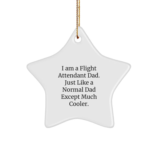 Funny Flight Attendant Gifts for Men, Christmas Unique Star Ornament from Dad, 'I'm a Flight Attendant Dad' - Image 1