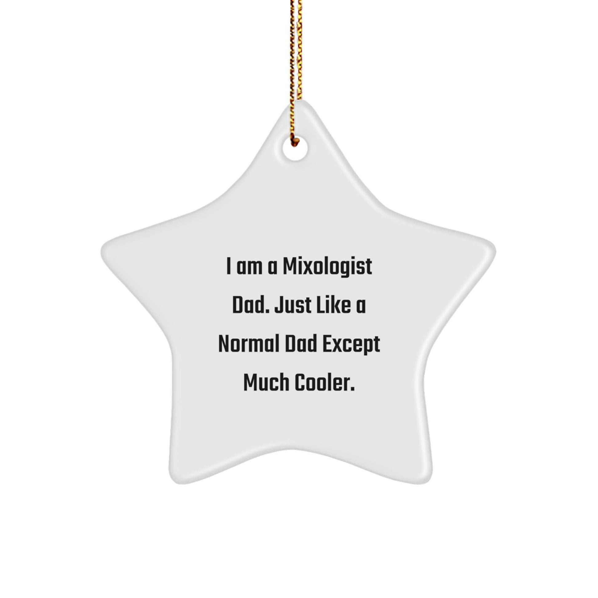 Funny Mixologist Star Ornament Gifts from Dad to Gift for Mixologist Men Friends Family - White Star Shaped Christmas Decorations - Image 1