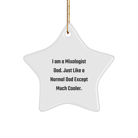 Funny Mixologist Star Ornament Gifts from Dad to Gift for Mixologist Men Friends Family - White Star Shaped Christmas Decorations - Image 1