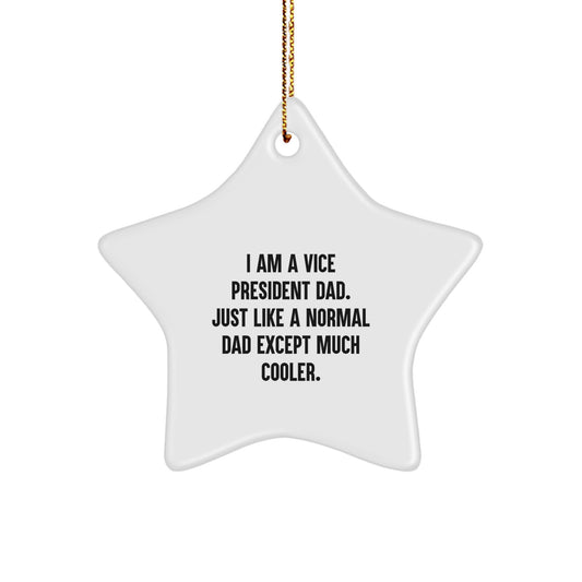 Funny Vice President Gifts for Dad - 'I Am A Vice President Dad' Star Ornament, Christmas Unique Gifts from Men to Family - Image 1