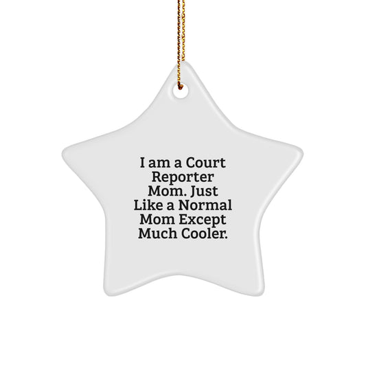 Court Reporter Mom Gifts from Friends - Cool Star Ornament for Christmas Unique Gifts - Image 1