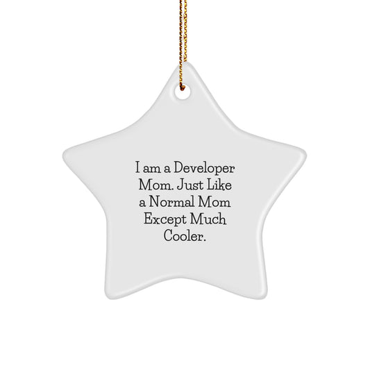 Funny Developer Gifts from Mom, Unique Christmas Unique Gifts for Developer Mom, Star Ornament with I Am A Developer Mom Quote - Image 1