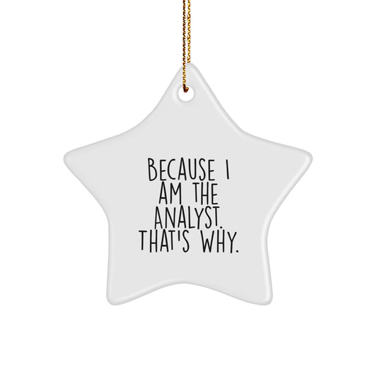 Funny Analyst Gifts Because I Am The Analyst. That's Why. Star Ornament for Men Women Friends Family at Christmas - Image 1
