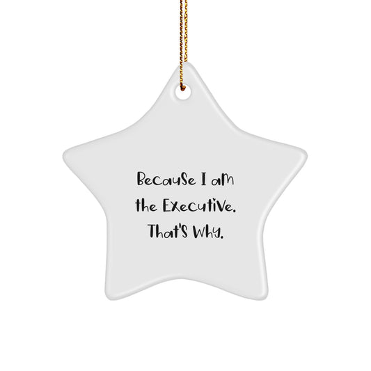 Funny Executive Gifts for Men - Star Ornament Because I Am The Executive. That's Why. Unique Christmas Unique Gifts from Friends for Executive - Image 1
