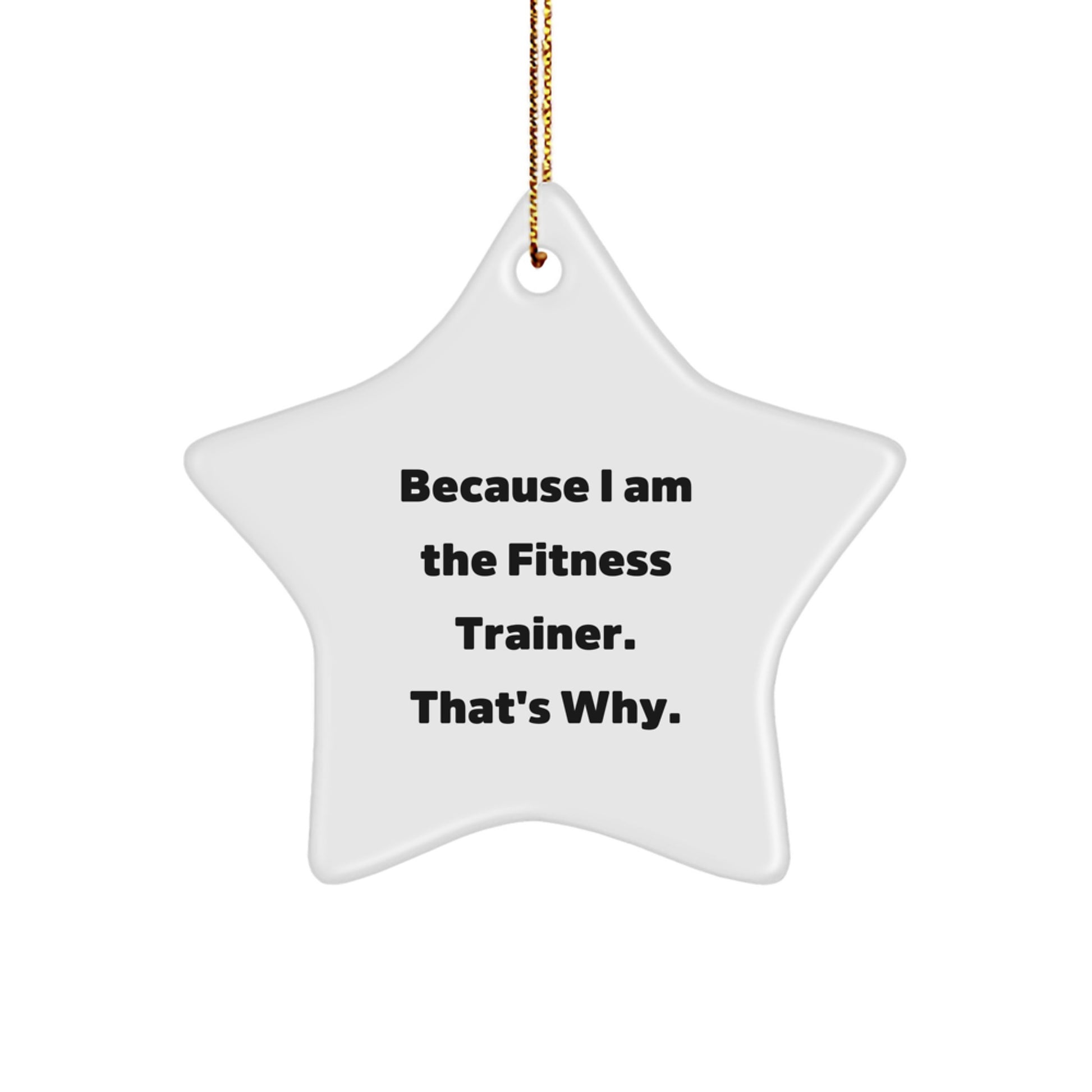 Fitness Trainer Star Ornament Gifts from Friends for Men, Women, Coworkers, Family - Funny Quote 'Because I Am The Fitness Trainer. That's Why.' - Image 1