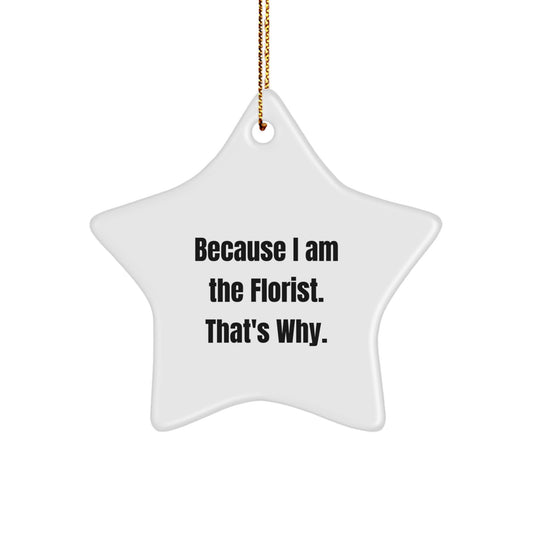 Funny Florist Star Ornament Gifts from Men to Florist for Christmas Unique Decorations Because 'I Am The Florist. That's Why.' - Image 1