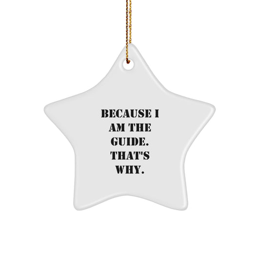 Funny Guide Gifts from Family, Guide Star Ornament for Guide, Because 'I Am The Guide. That's Why.' Christmas Unique Gifts - Image 1