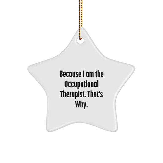 Funny Occupational Therapist Gifts from Men to Occupational Therapist - Star Ornament Because I Am The Occupational Therapist That's Why, Christmas Unique Gifts - Image 1