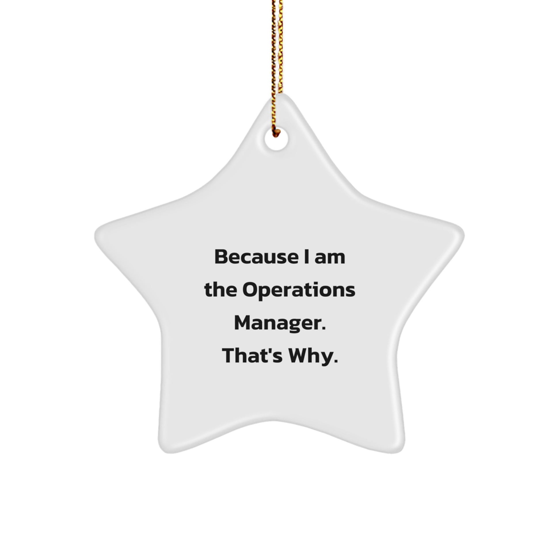 Funny Operations Manager Star Ornament Gifts for Men or Women - Christmas Unique Gifts from Friends, Coworkers, or Family - Because I Am The Operations Manager. That's Why. - Image 1
