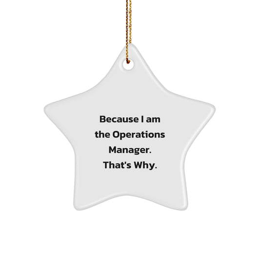Funny Operations Manager Star Ornament Gifts for Men or Women - Christmas Unique Gifts from Friends, Coworkers, or Family - Because I Am The Operations Manager. That's Why. - Image 1