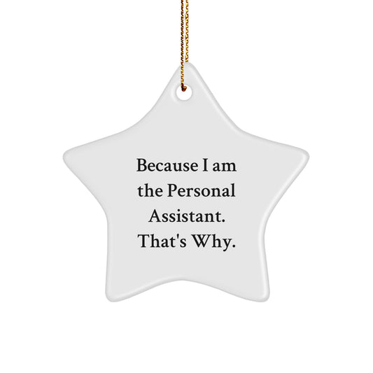 Christmas Unique Gifts from Friends, Star Ornament for Personal Assistant, Because I Am The Personal Assistant. That's Why. Humorous Star Decoration - Image 1