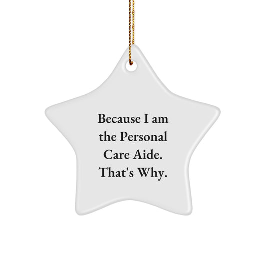 Funny Personal Care Aide Gifts from Men to Family - Star Ornament, Cute Christmas Unique Gifts for Personal Care Aide by Because I Am The Personal Care Aide. That's Why. - Image 1