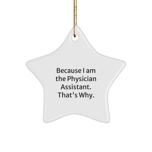 Funny Physician Assistant Christmas Unique Gifts from Friends and Family - Star Ornament Because I Am The Physician Assistant That's Why - Image 1