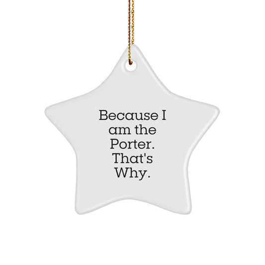 Funny Christmas Unique Gift for Porter Star Ornament because I am the Porter thats why - Image 1
