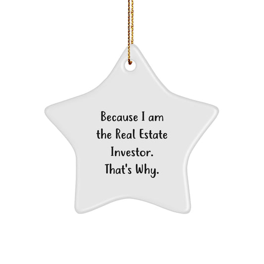 Funny Real Estate Investor Gifts for Men, Star Ornament with Inspirational Quote, Gifts from Friends and Family at Christmas - Image 1