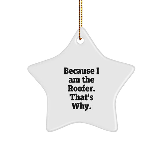 Funny Roofer Gifts from Men to Friends, Christmas Unique Star Ornament for Roofer Decorations, 'Because I Am The Roofer. That's Why.' - Image 1
