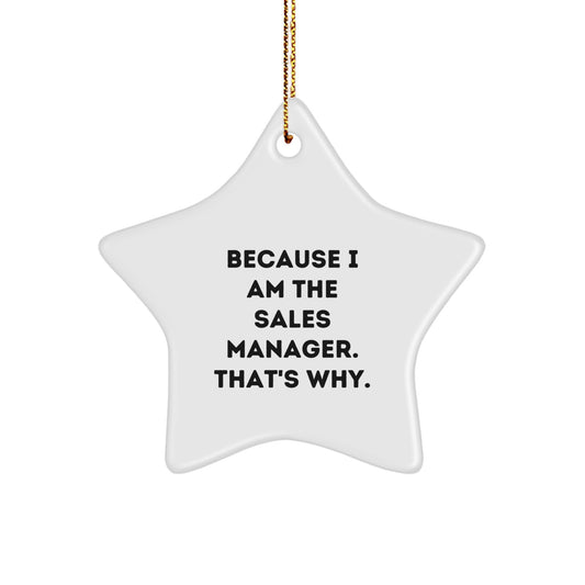 Funny Sales Manager Gifts for Men Star Ornament Because I Am The Sales Manager. That's Why. Gifts from Family or Friends - Image 1
