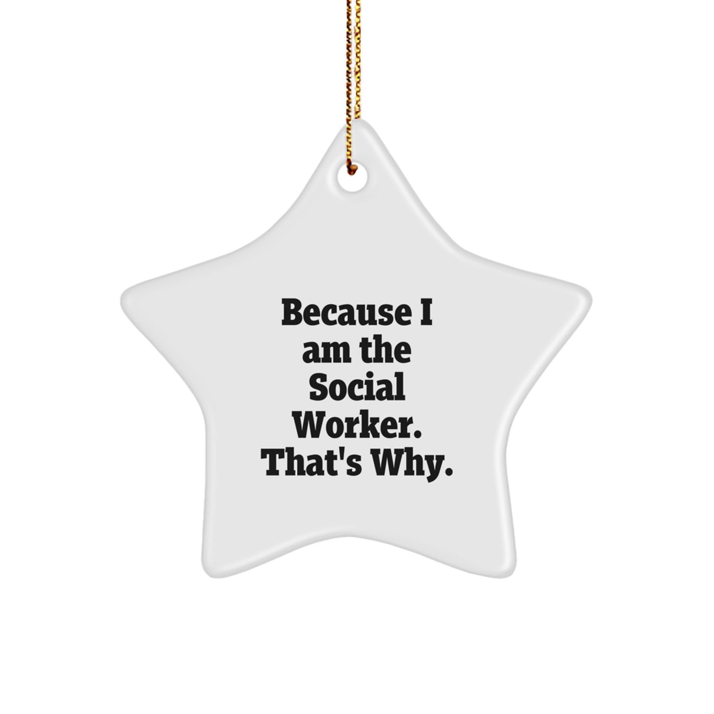 Gifts from Family Members to Social Workers - Funny Star Ornament Because I Am The Social Worker. That's Why. Christmas Unique Gifts - Image 1