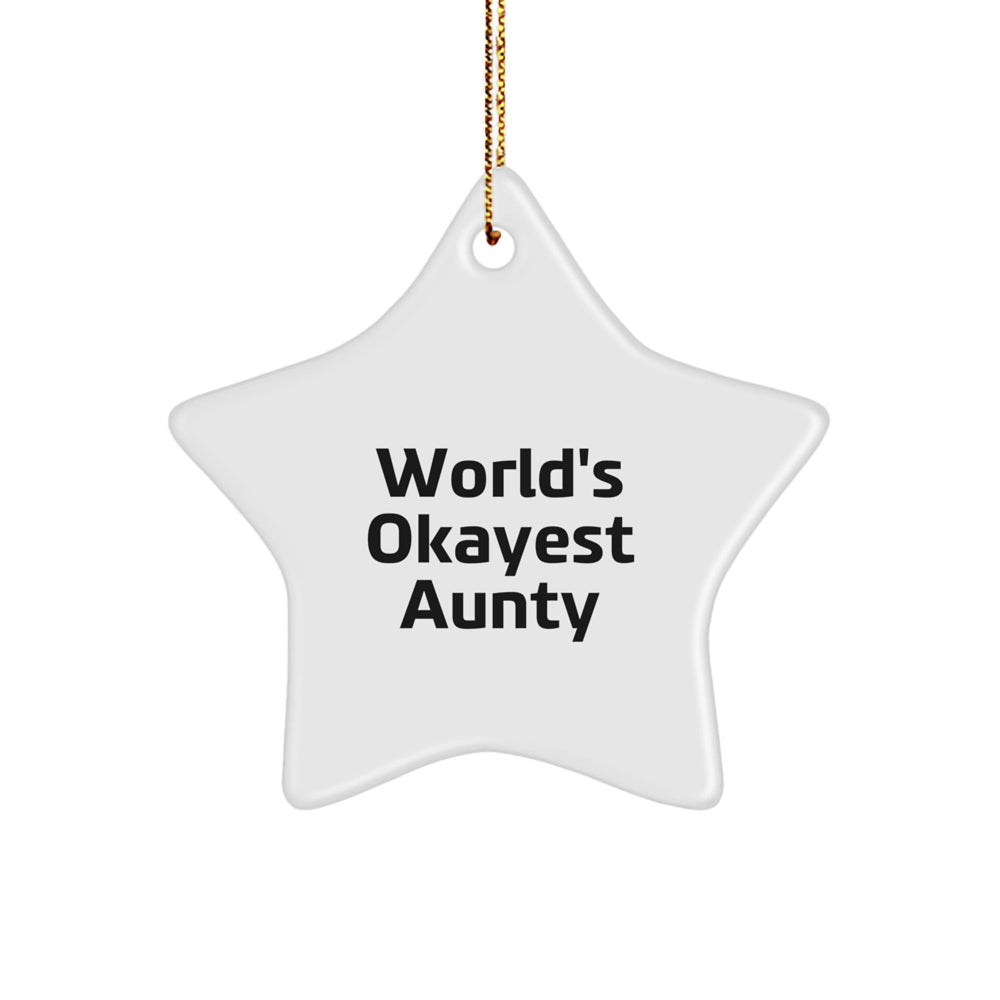World's Okayest Aunty Gifts, Funny Star Ornament for Aunty, Christmas Unique Aunty Star Decoration - Image 1
