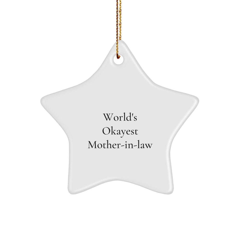 Funny Mom-in-law Gifts, World's Okayest Mom Ornament, White Star Decoration for Christmas Unique Gifts from Friends to Family - Image 1