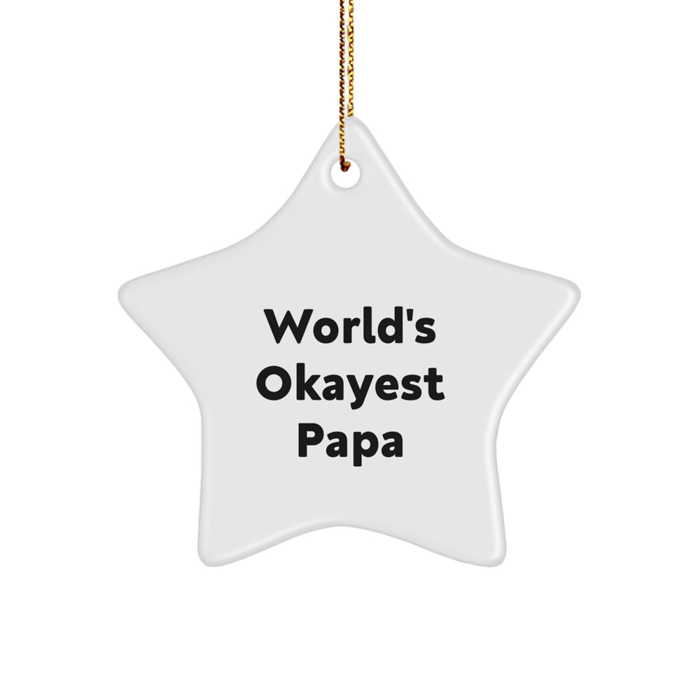 Funny Papa Gifts for Men, World's Okayest Papa Star Ornament, Christmas Unique Gifts from Family - Image 1