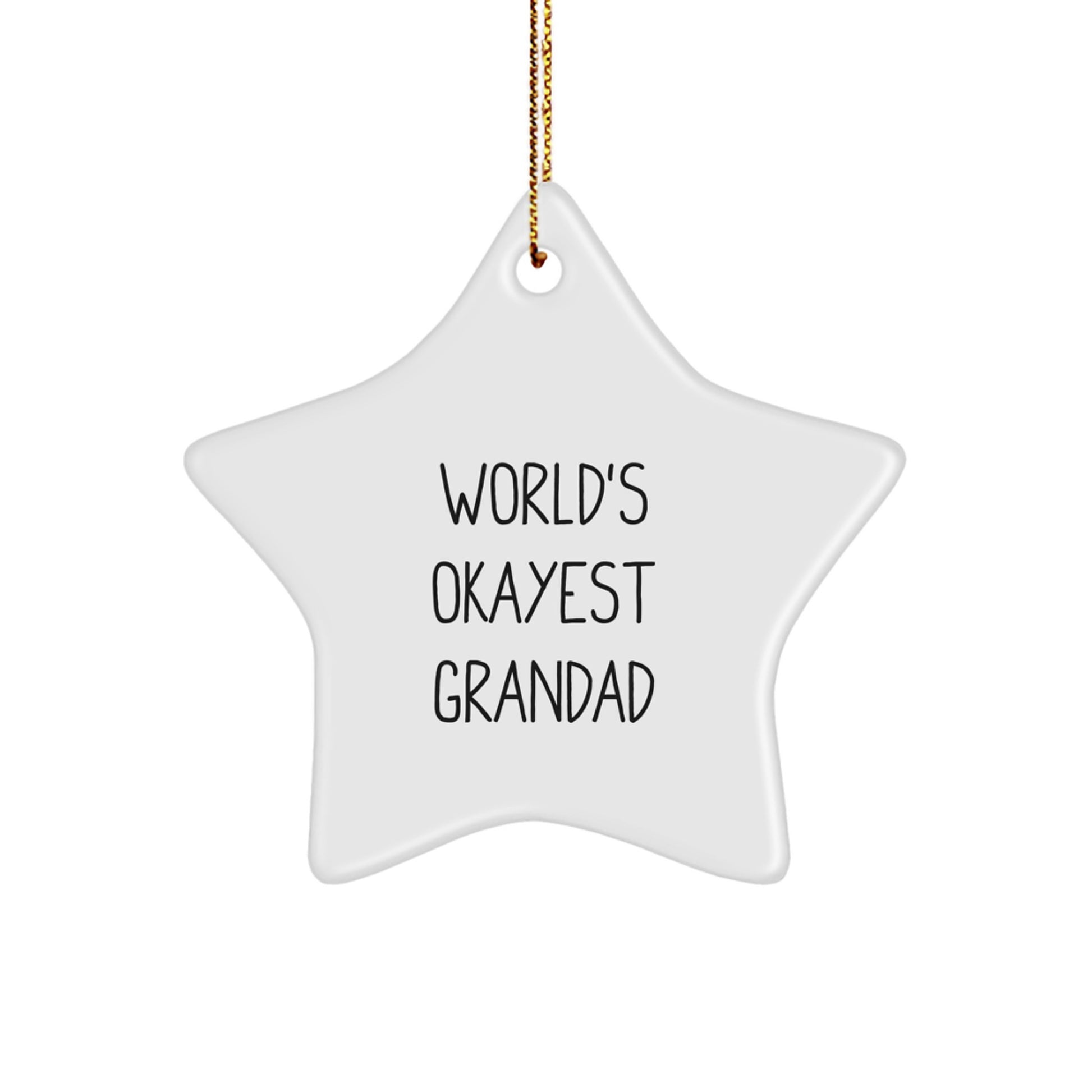 Funny Grandad Gifts for Him - World's Okayest Grandad Star Ornament, Christmas Unique Decorations for Grandfather from Family - Image 1