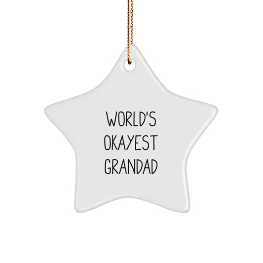 Funny Grandad Gifts for Him - World's Okayest Grandad Star Ornament, Christmas Unique Decorations for Grandfather from Family - Image 1