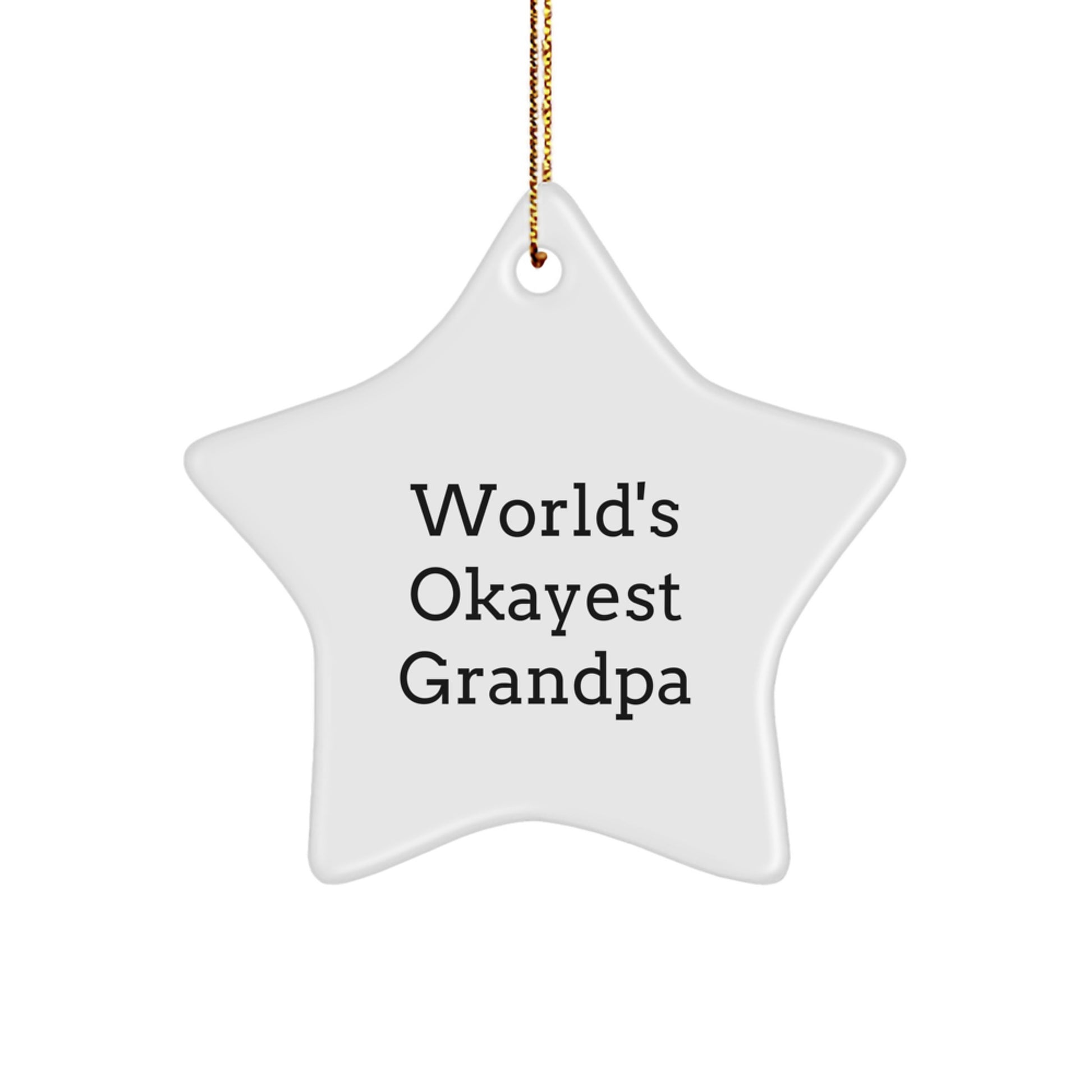 Funny Grandpa Gifts, World's Okayest Grandpa Star Ornament for Christmas Unique Gifts from Family - Image 1