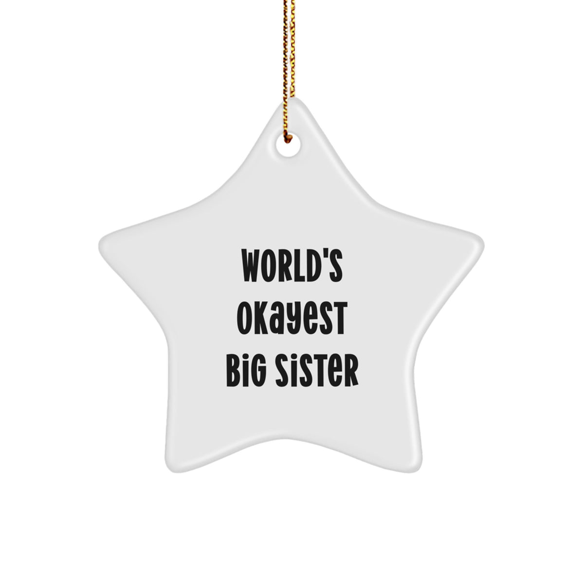 Funny Big Sister Gifts from Family, World's Okayest Big Sister Star Ornament Christmas Decorations for Big Sister - Image 1