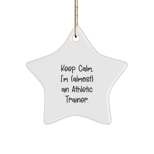 Gifts from Family Members to Athletic Trainers, Funny Keep Calm Star Ornament, Unique Christmas Decorations for Friends - Image 1