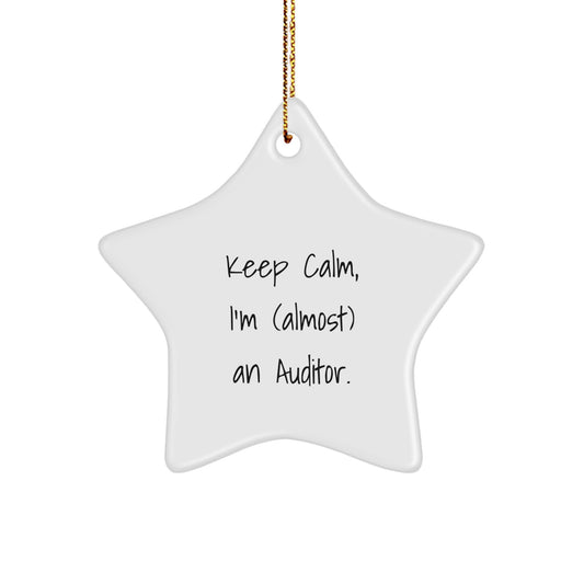 Funny Auditor Gifts from Friends for Men with Keep Calm Star Ornament, Christmas Unique Decorations, Auditor Christmas Unique Gifts, Funny Auditor Star Ornament - Image 1