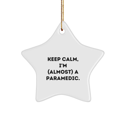 Funny Rescue Worker Star Ornament Gifts for Men from Family - Keep Calm I'm almost a Rescue Worker Christmas Unique Ornament - Image 1