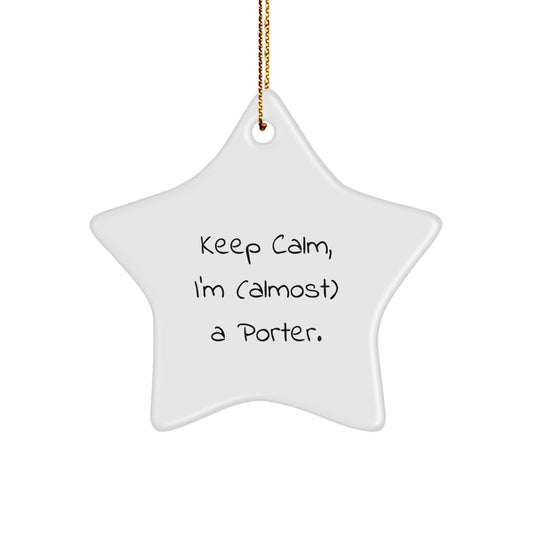 Funny Porter Gifts from Men, Women, Friends, Coworkers for Porter Star Ornament, Christmas Unique Gifts - Image 1
