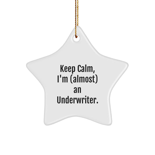 Keep Calm, I'm (almost) An Underwriter Funny Star Ornament Gifts for Underwriters from Friends, Coworkers, Family - Image 1