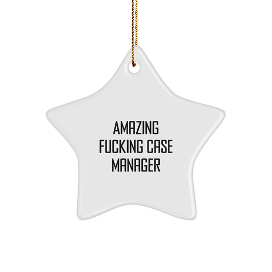 Funny Case Manager Star Ornament Gifts from Friends, Christmas Unique Gifts for Case Managers, Amazing F--king Case Manager Star Decoration - Image 1
