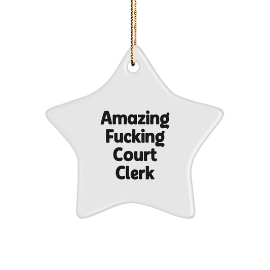 Funny Court Clerk Christmas Unique Gifts from Men, Unique Star Ornament for Court Clerk, Amazing Star Gifts for Court Clerks - Image 1