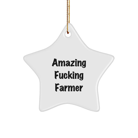Funny Farmer Star Ornament Gifts from Men to Farmer Friends at Christmas Amazing 'F--king' Farmer Star Decoration - Image 1