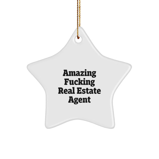 Funny Real Estate Agent Gifts from Men, Unique Star Ornament for Real Estate Agent Friends, Christmas Unique Star Gifts - Image 1